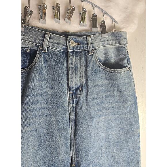 Maxi Front-Slit Denim Skirt Womens 8 Western Casual Fall Boho Winter Chic Indie - Picture 3 of 7